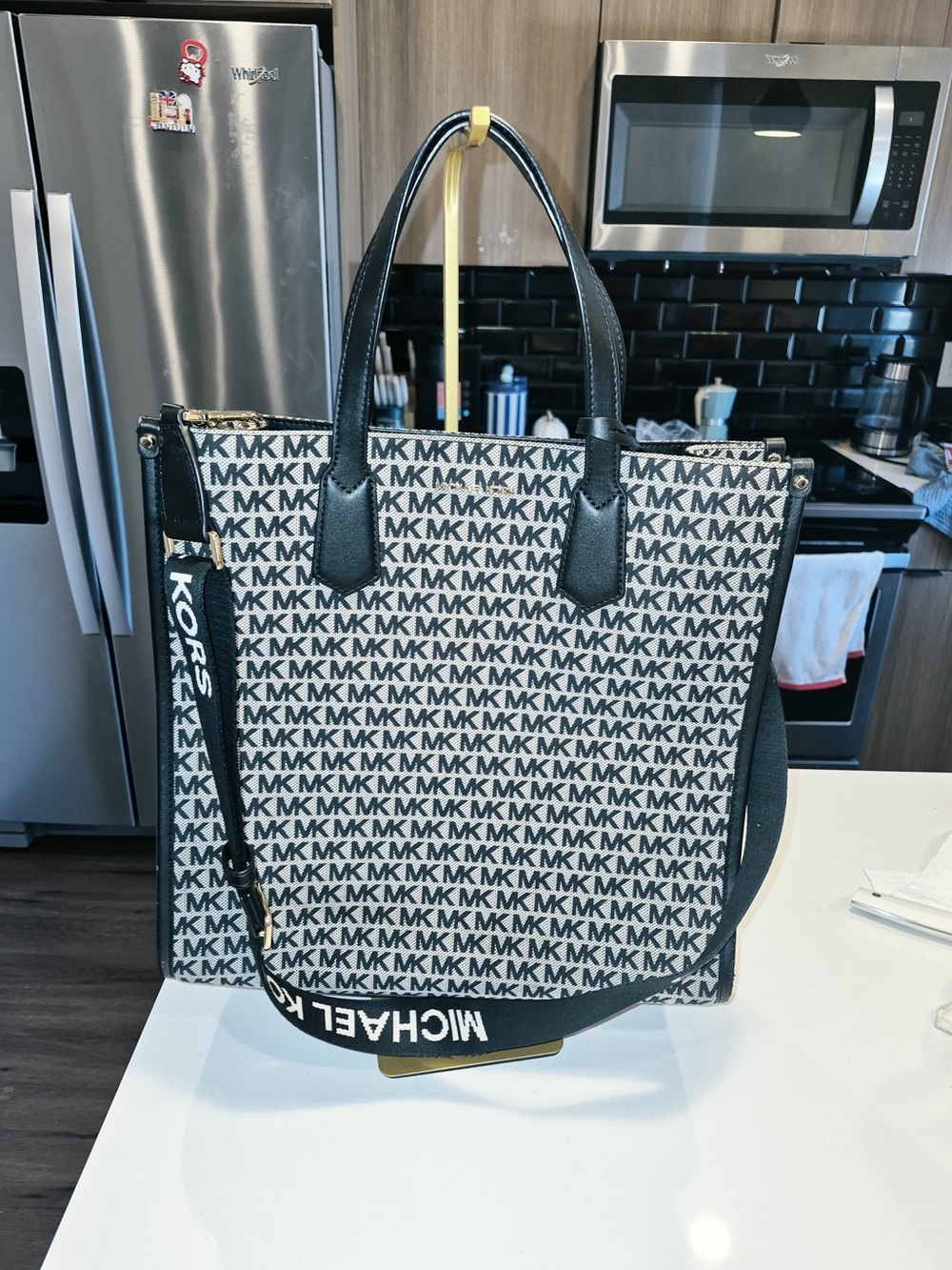 Michael Kors large travel Black & White MK Signature Tote